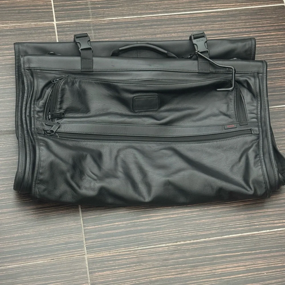 TUMI Black Men's Leather Garment Bag - Travel Carry Case